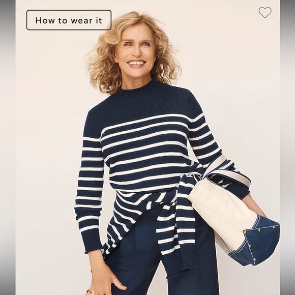 J. Crew New heritage Rollneck™ sweater in stripe* - Picture 1 of 5